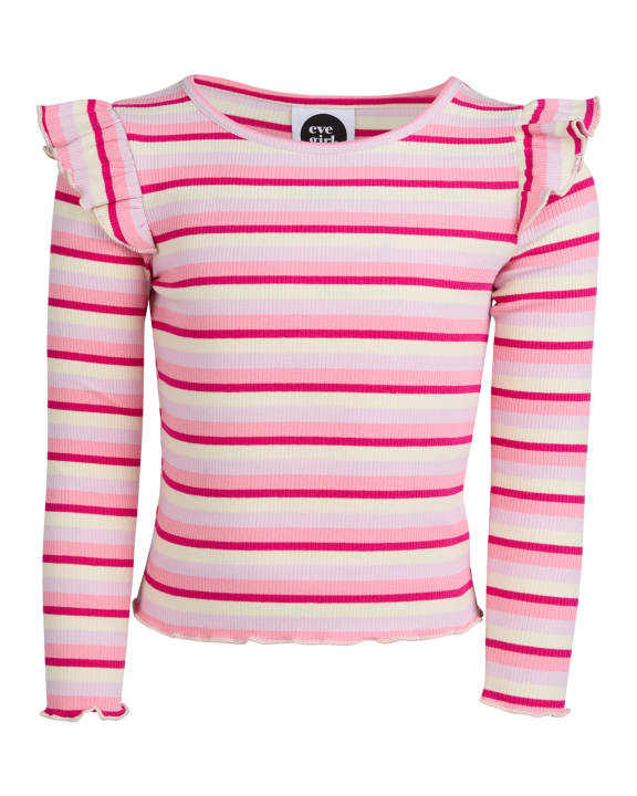 Eve Girl Annie Frill Long Sleeve Rib in Pink