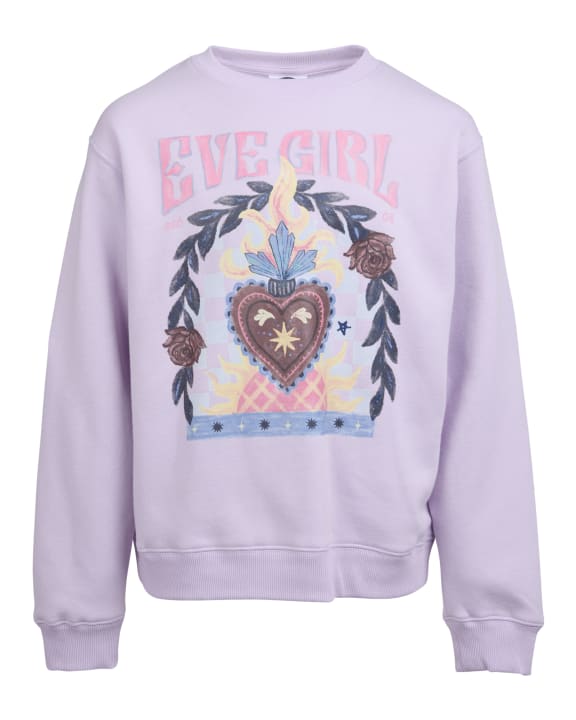 Eve Girl Flaming Heart Crew in Lilac