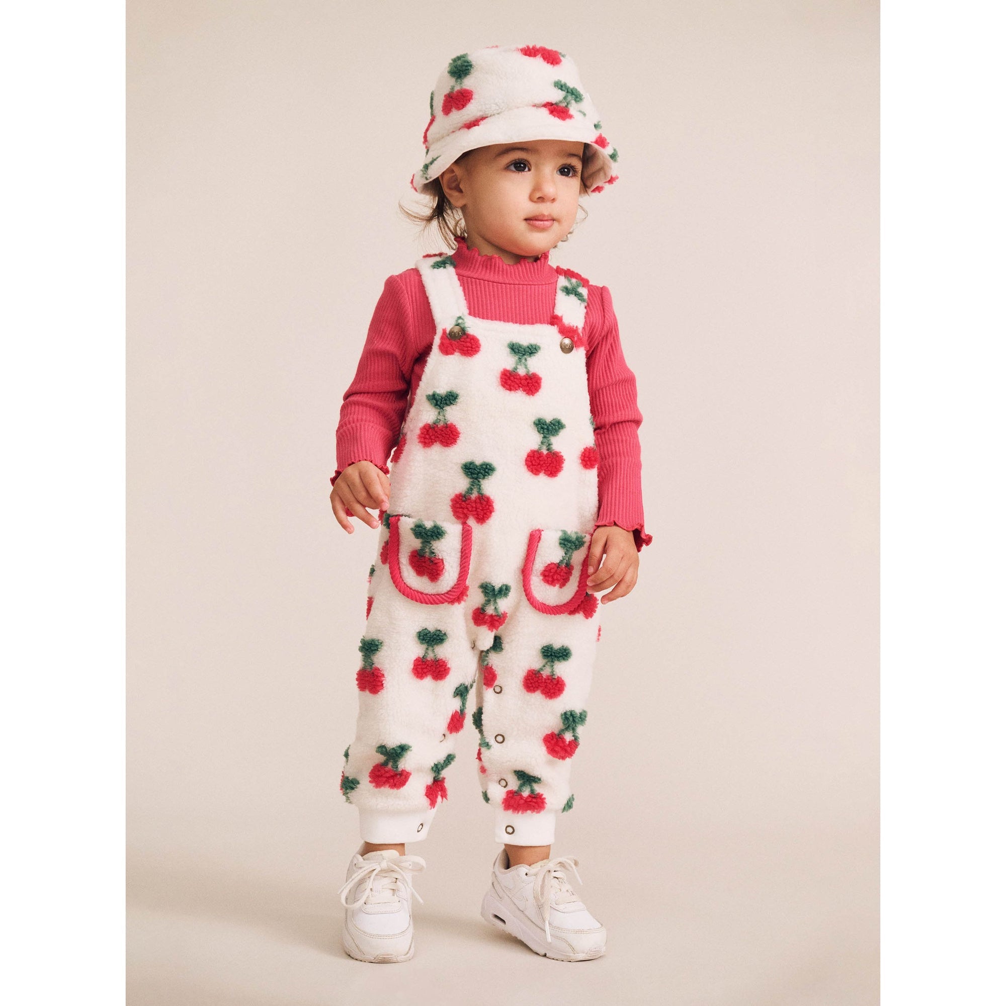 Huxbaby very cherry Sherpa overalls