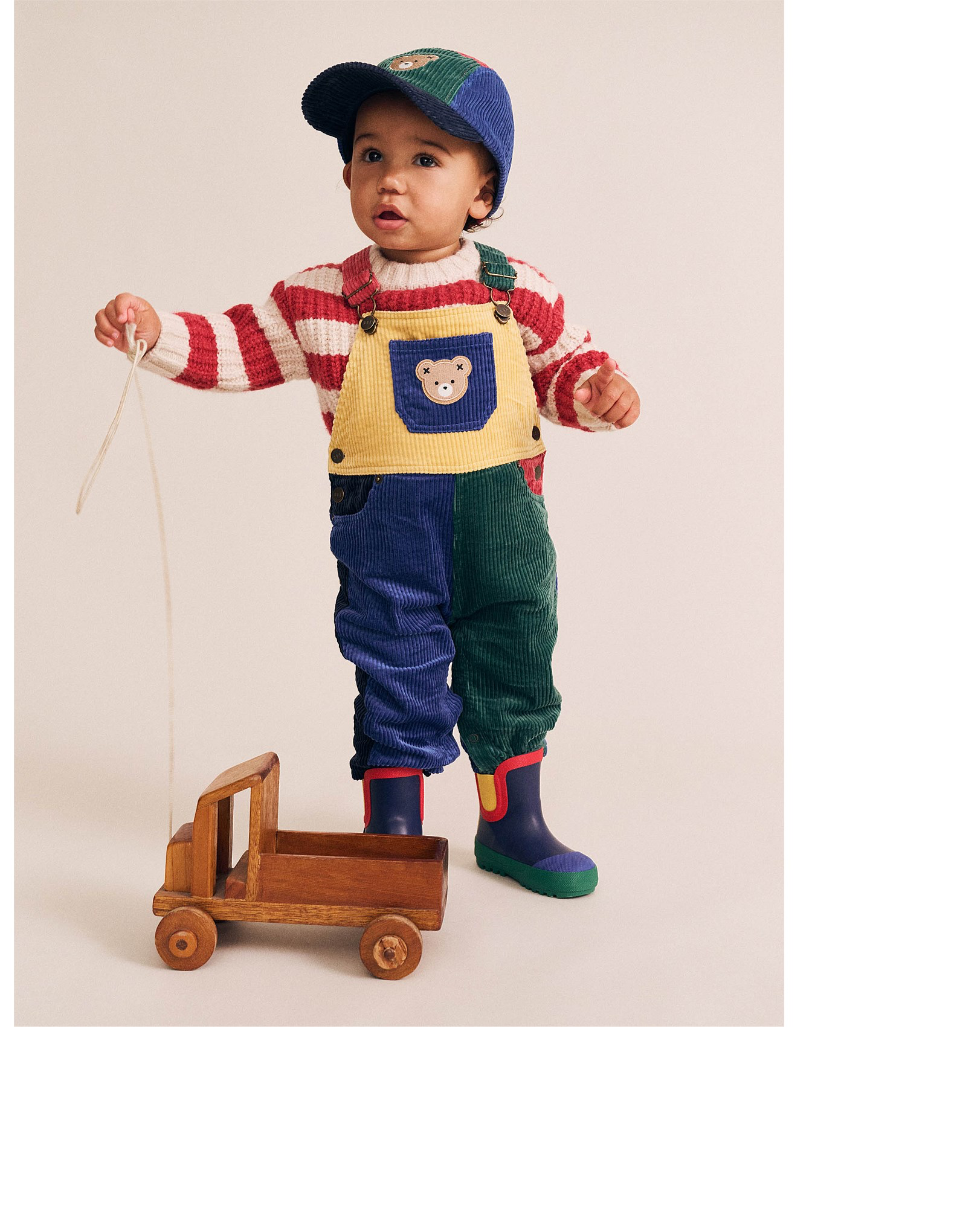 Huxbaby colour block cord overalls