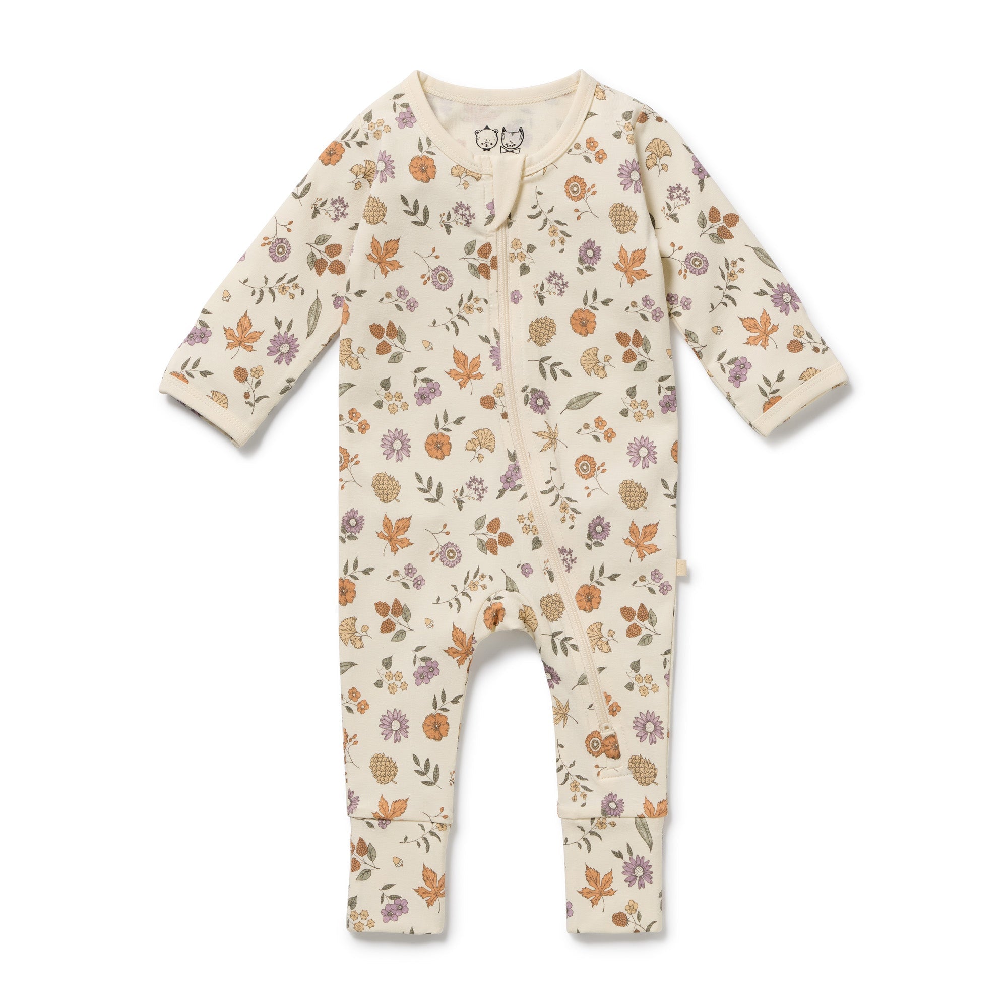 Wilson & Frenchy Organic Zipsuit with Feet in Maple Glow