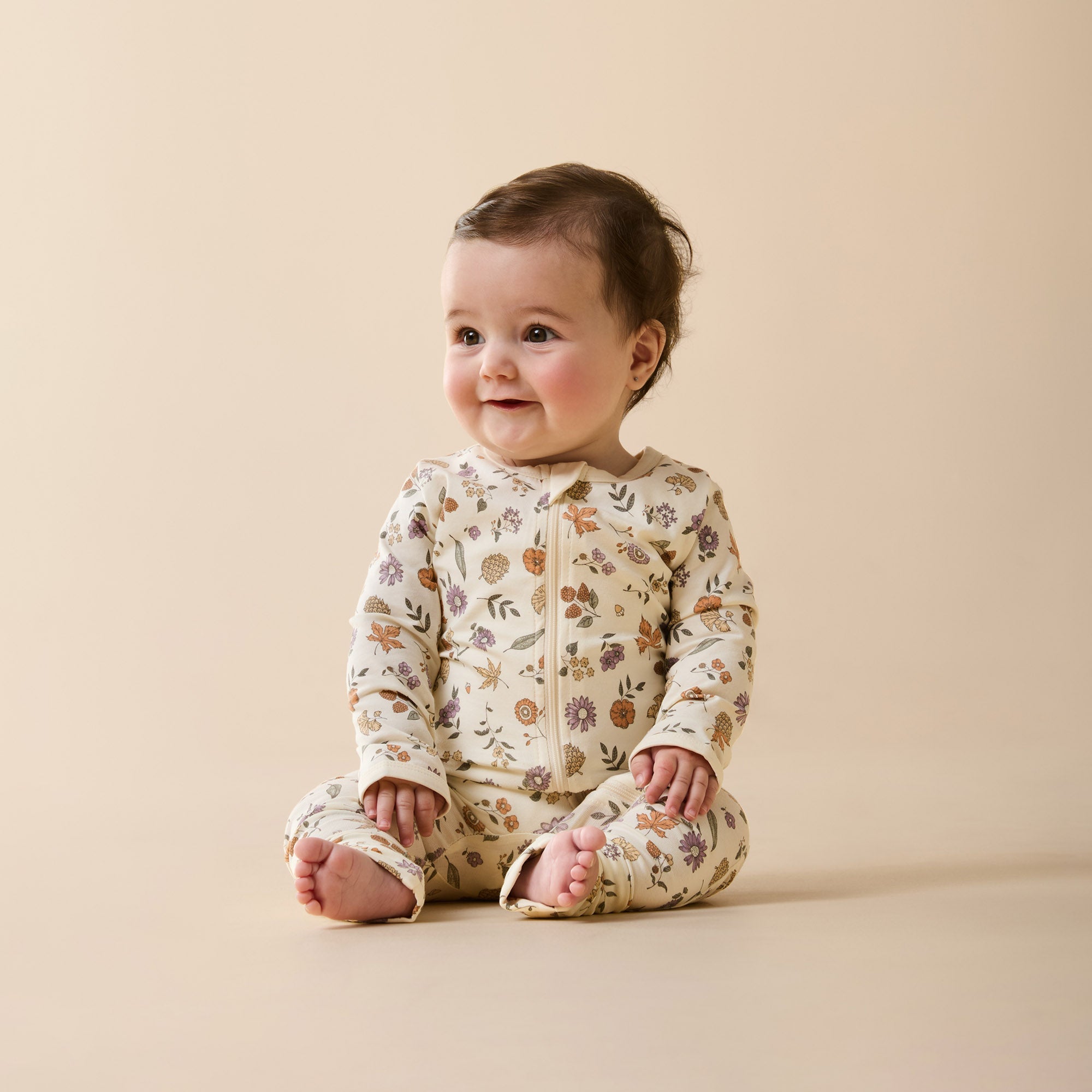 Wilson & Frenchy Organic Zipsuit with Feet in Maple Glow