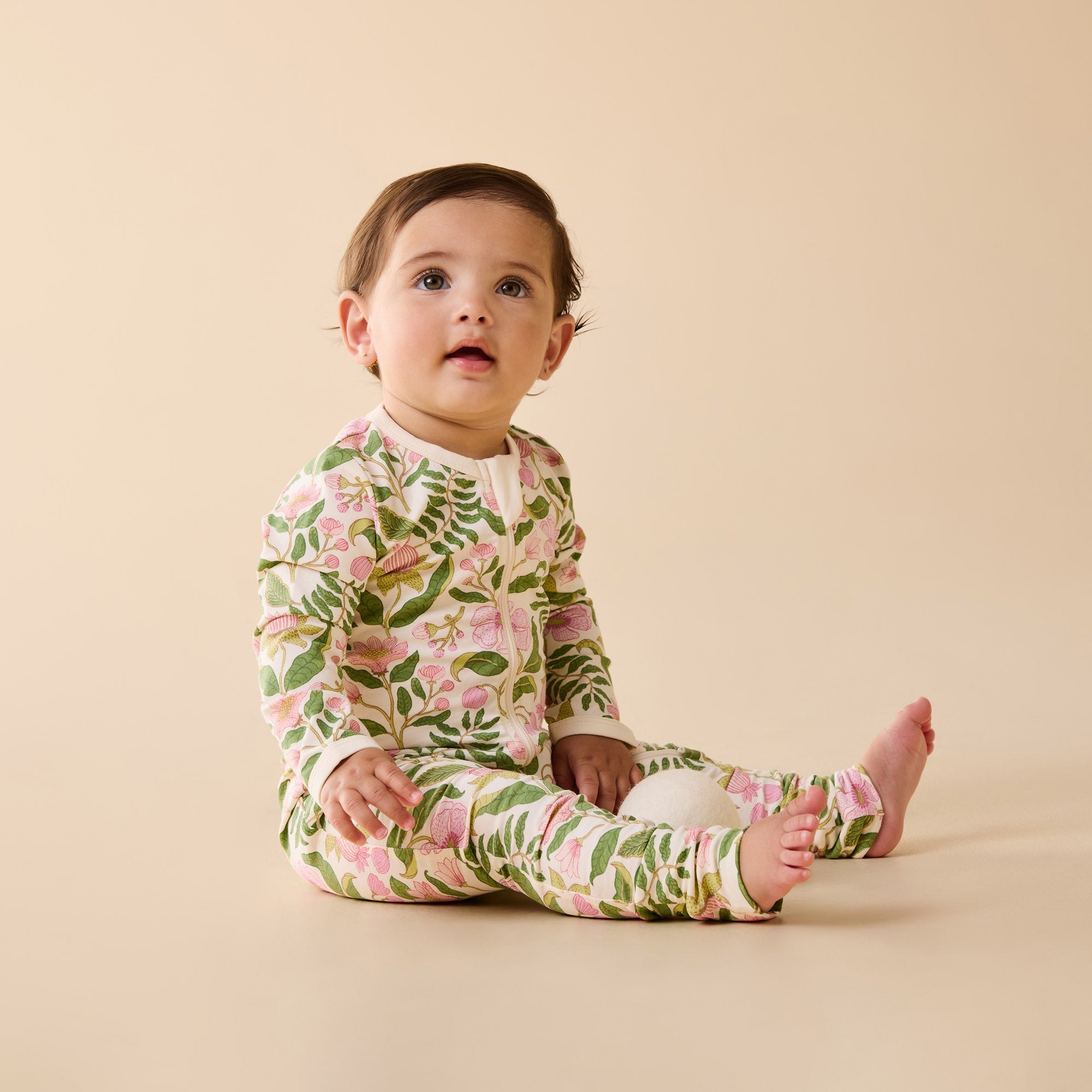 Wilson & Frenchy Organic Zipsuit with Feet in Ma Fleur