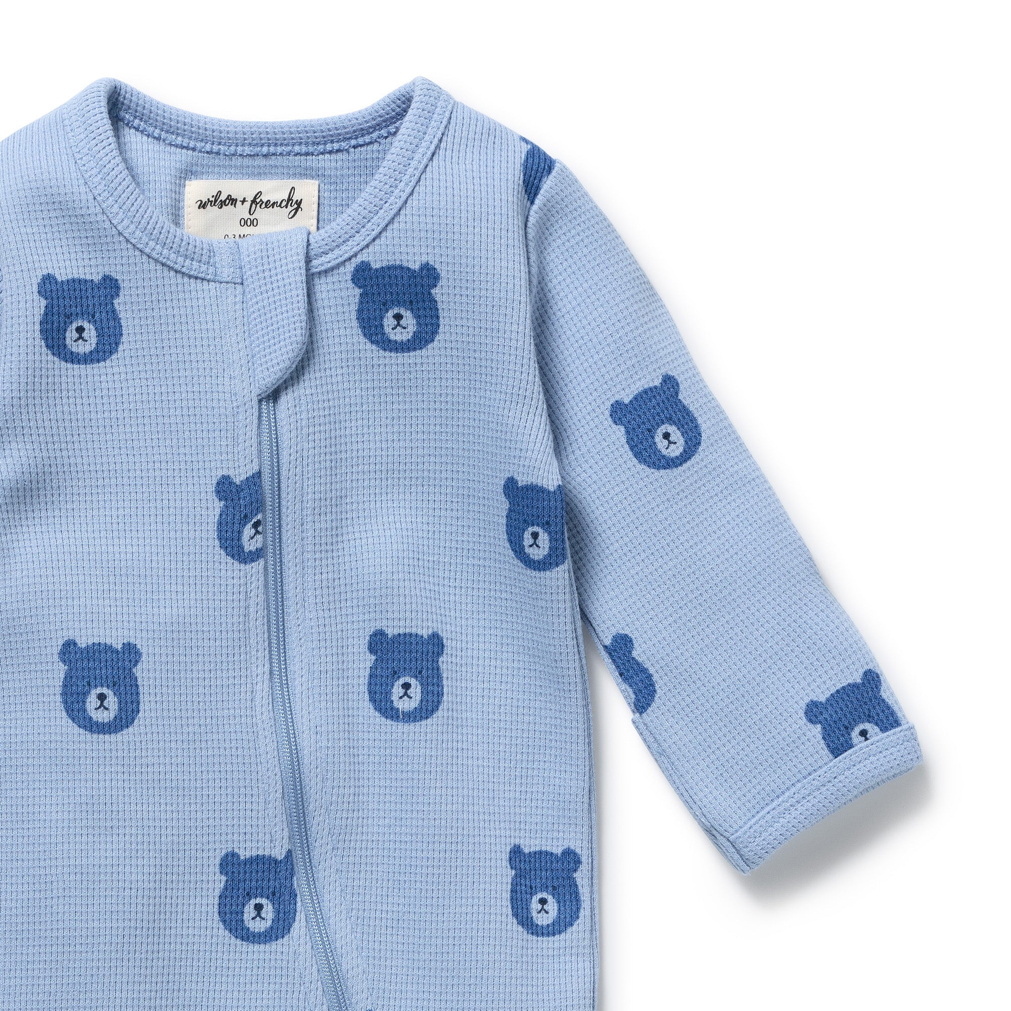 Wilson & Frenchy Organic Zipsuit with Feet in Beary Cute Waffle