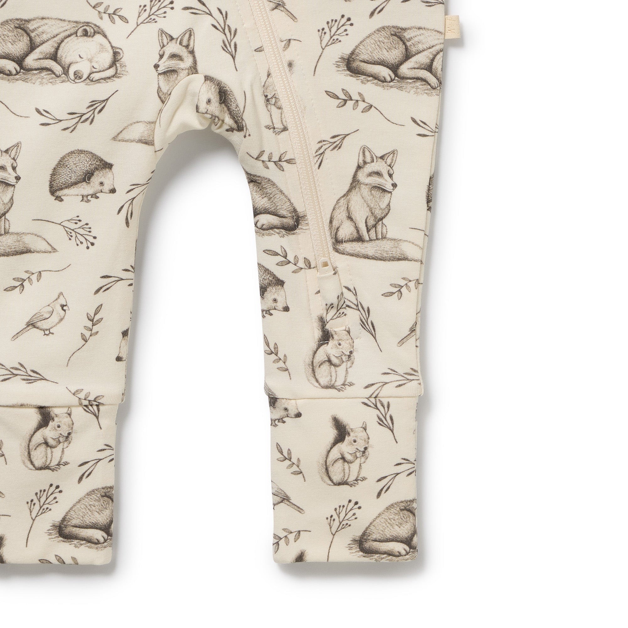 Wilson & Frenchy Organic Jersey Zipsuit with Feet in Foxglove Forest