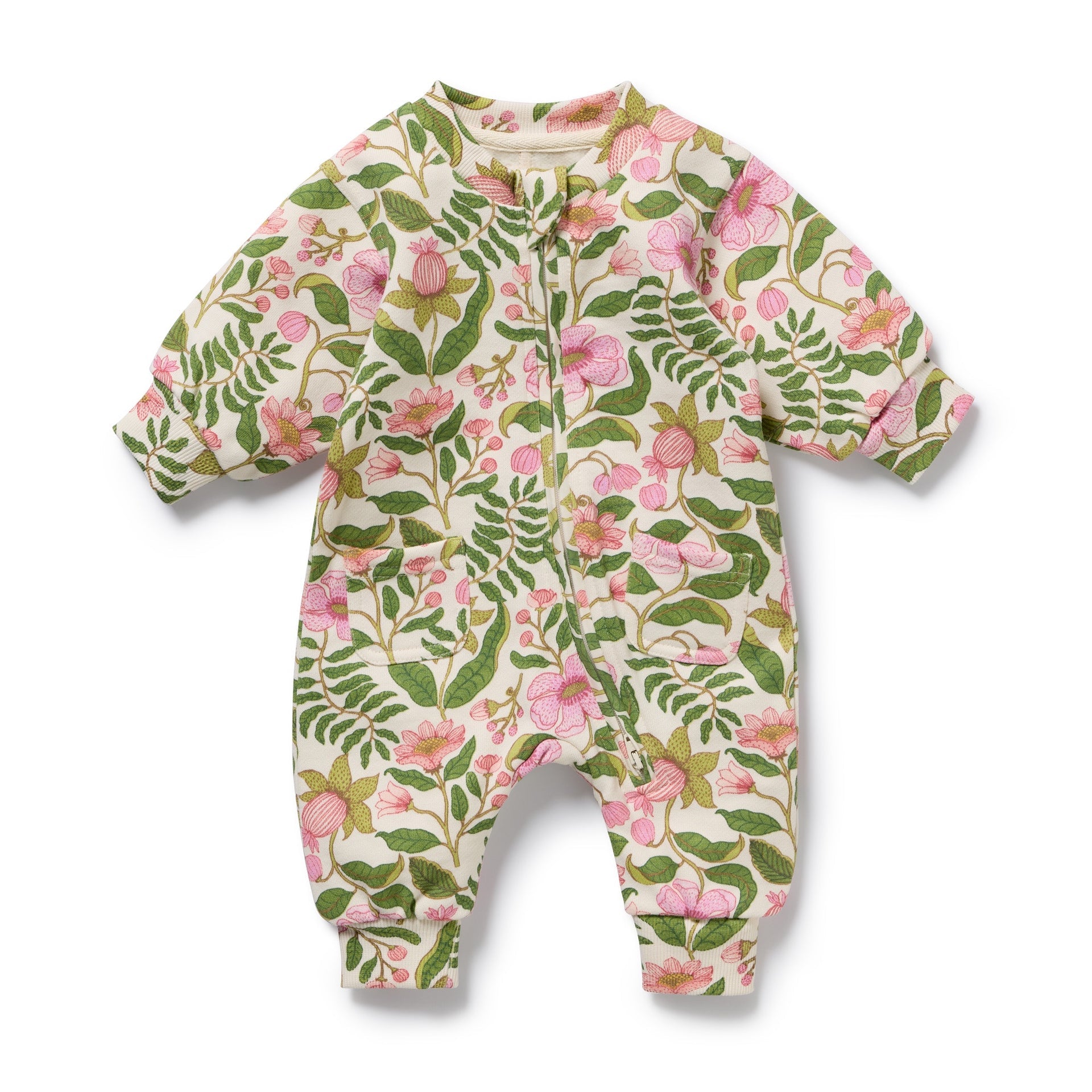 Wilson & Frenchy Organic terry growsuit in ma fleur