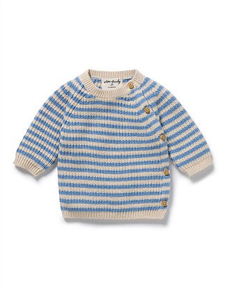 Wilson & Frenchy organic knitted stripe kimono cardigan in frosted blue