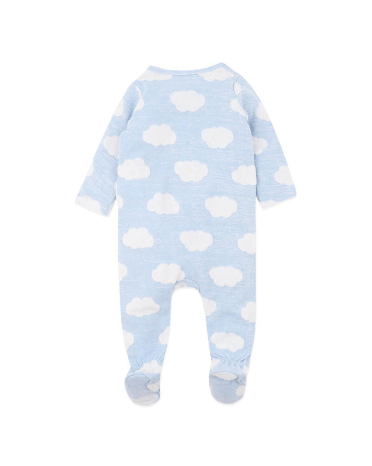 BEBE BLUE CLOUD ORGANIC JACQUARD LS ONESIE