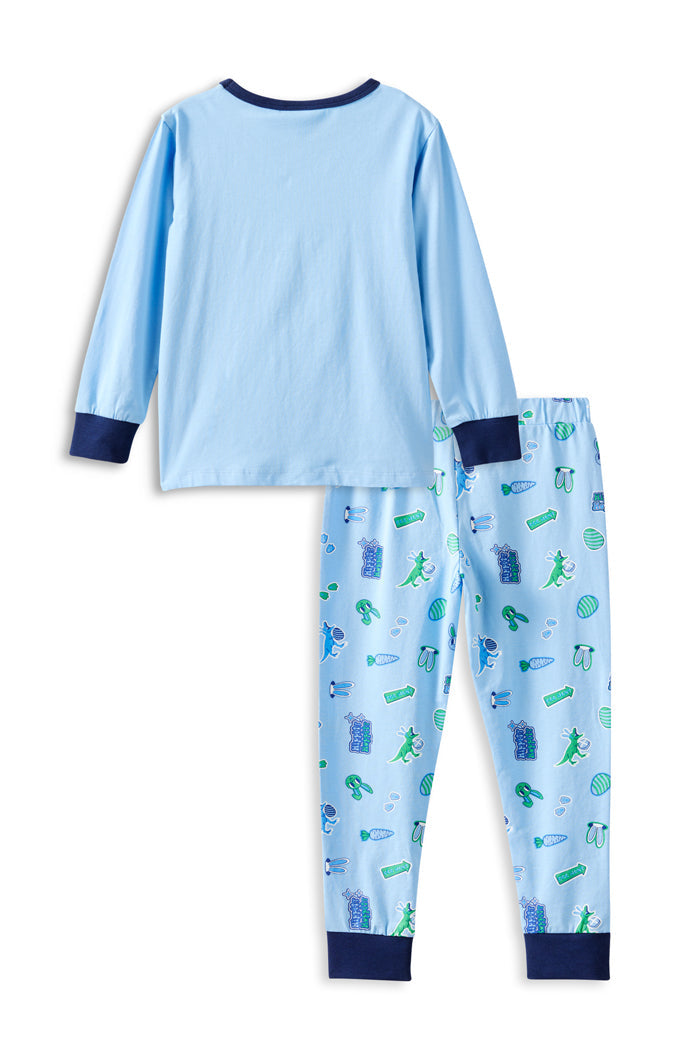 Milky Rascal Bunny Long Sleeve Pyjamas in Steel Blue
