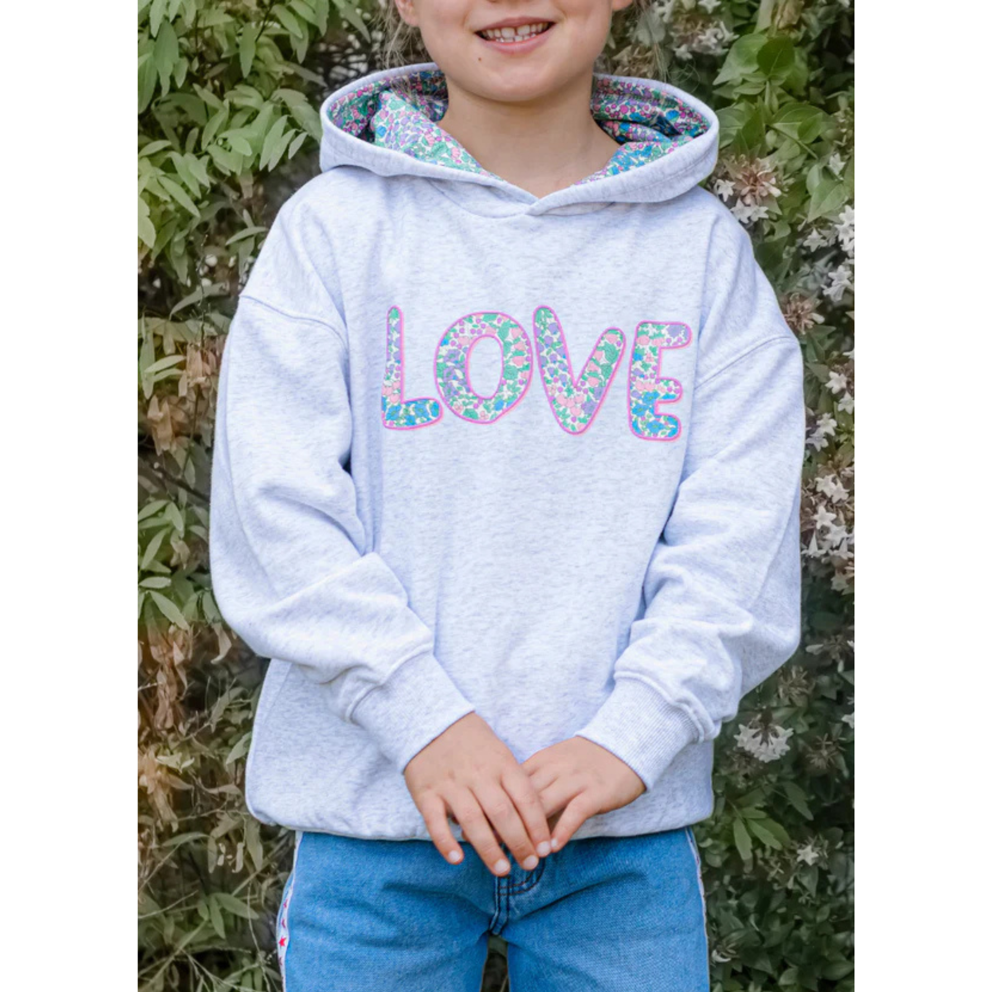 Milky Big Love Hoodie in Silver Marle/ Floral