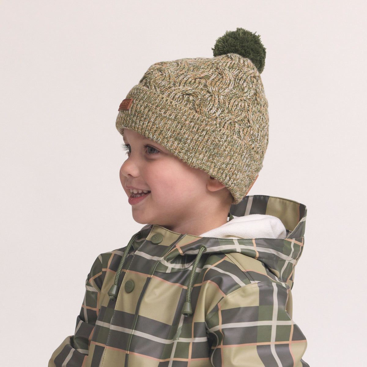 Crywolf Pom Pom beanie in olive speckle