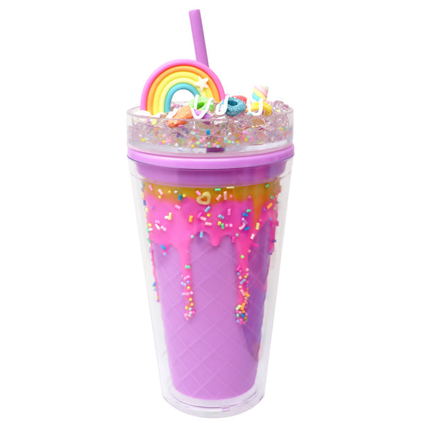 Pink Poppy Drinking Cup with straw 8 colour combinations