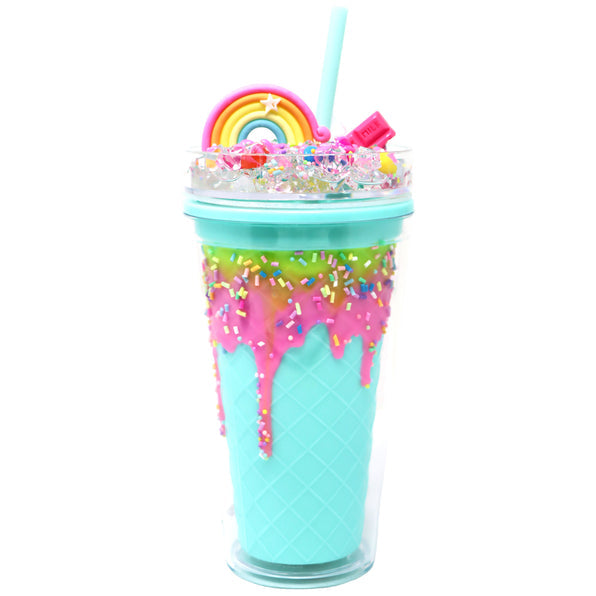 Pink Poppy Drinking Cup with straw 8 colour combinations
