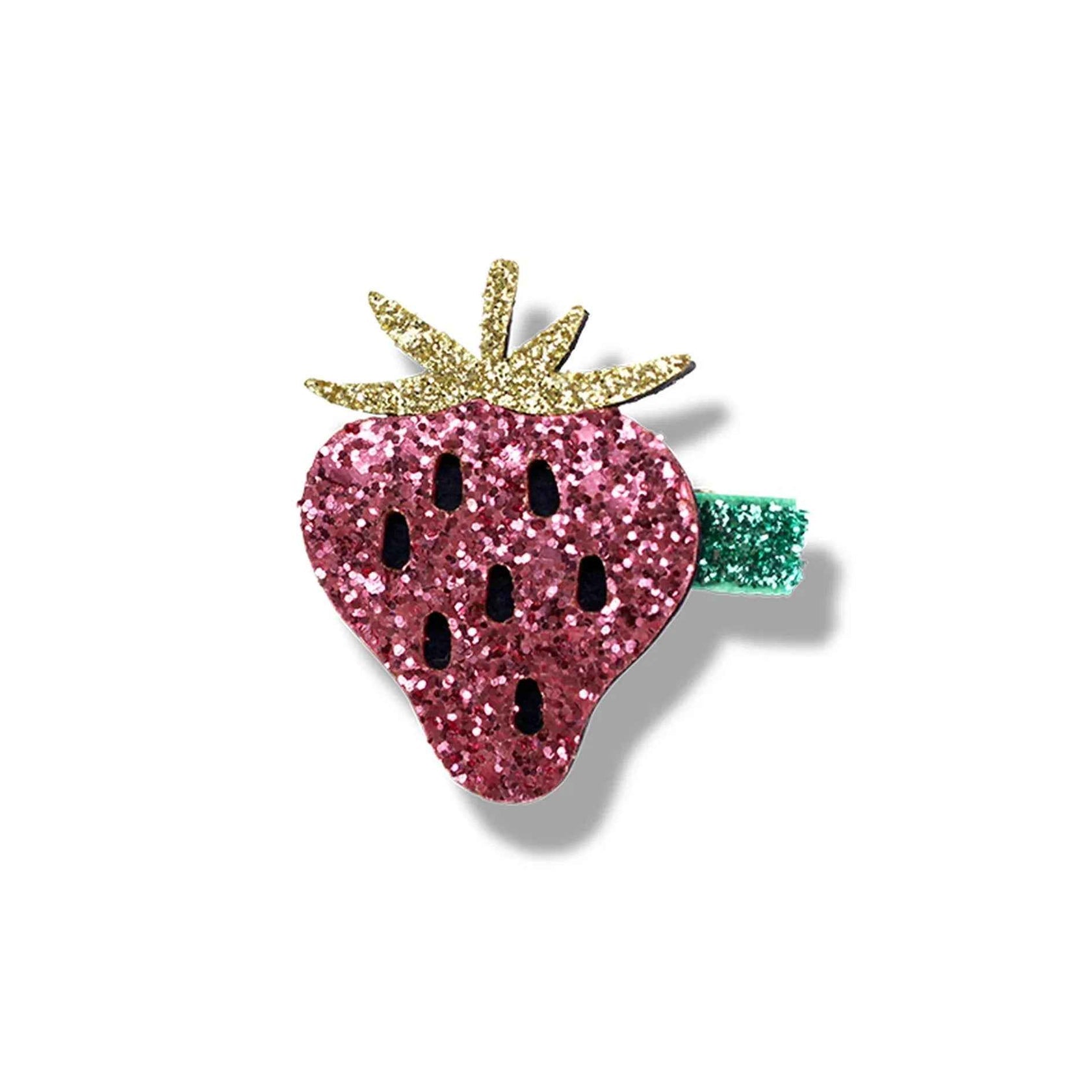Mini Glitter Fruit Hair Clip from Milk x Soda in Strawberry
