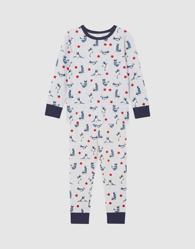 Milky downward dog long sleeve pjs in silver marle