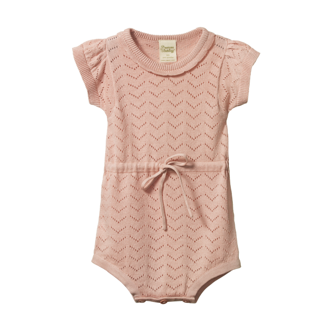 Nature Baby Lottie Suit Rose Bud Pointelle in Pink