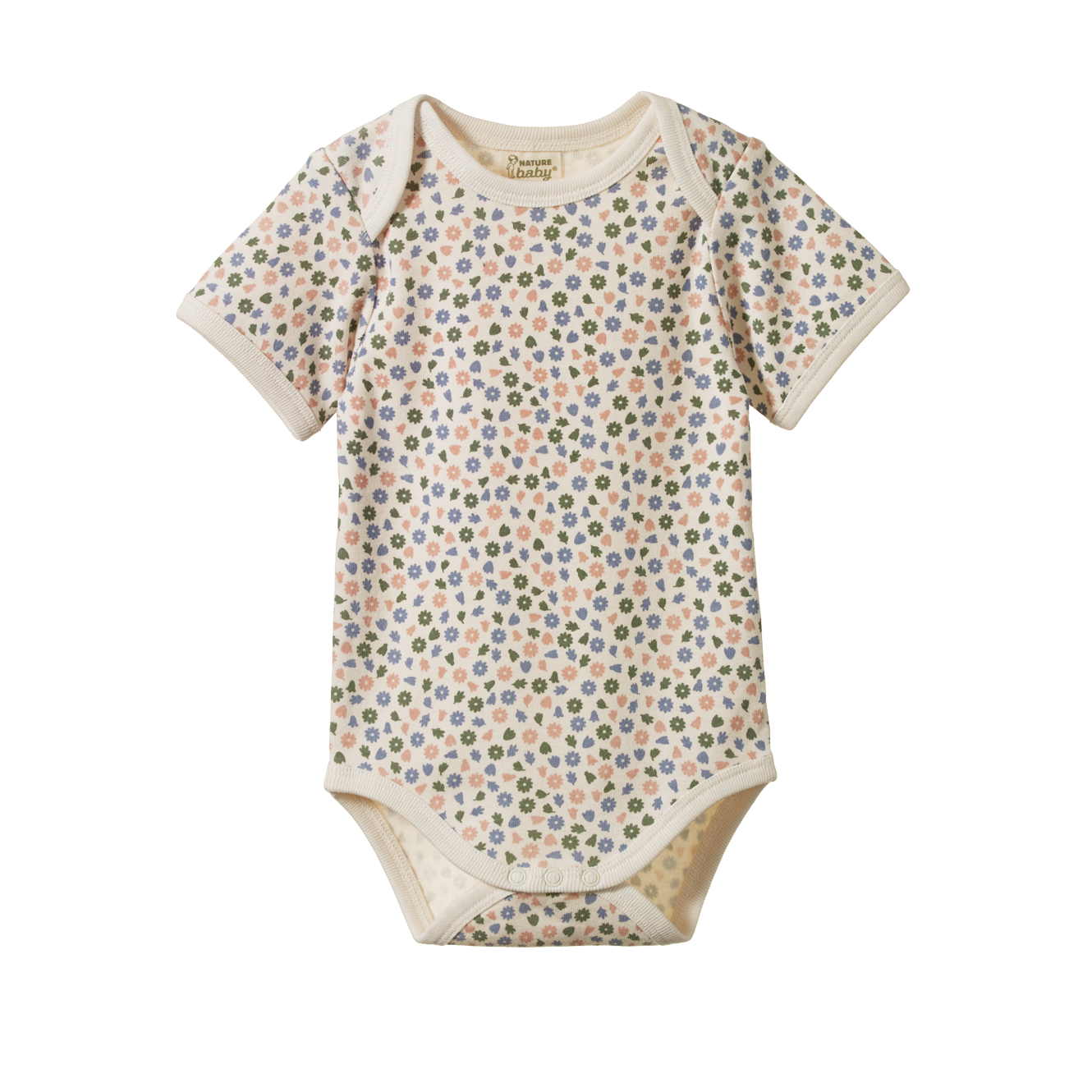 Nature Baby Short Sleeve Bodysuit Chamomile Blooms Print in Multi