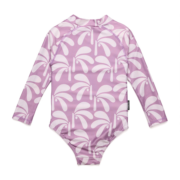 Crywolf long sleeve swimsuit lilac palms