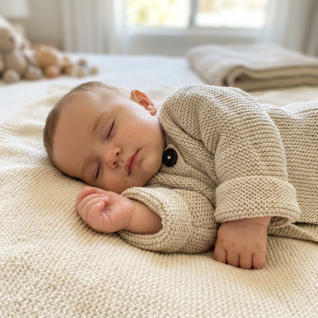 Alimrose Knit Baby Jacket Latte - lifestyle