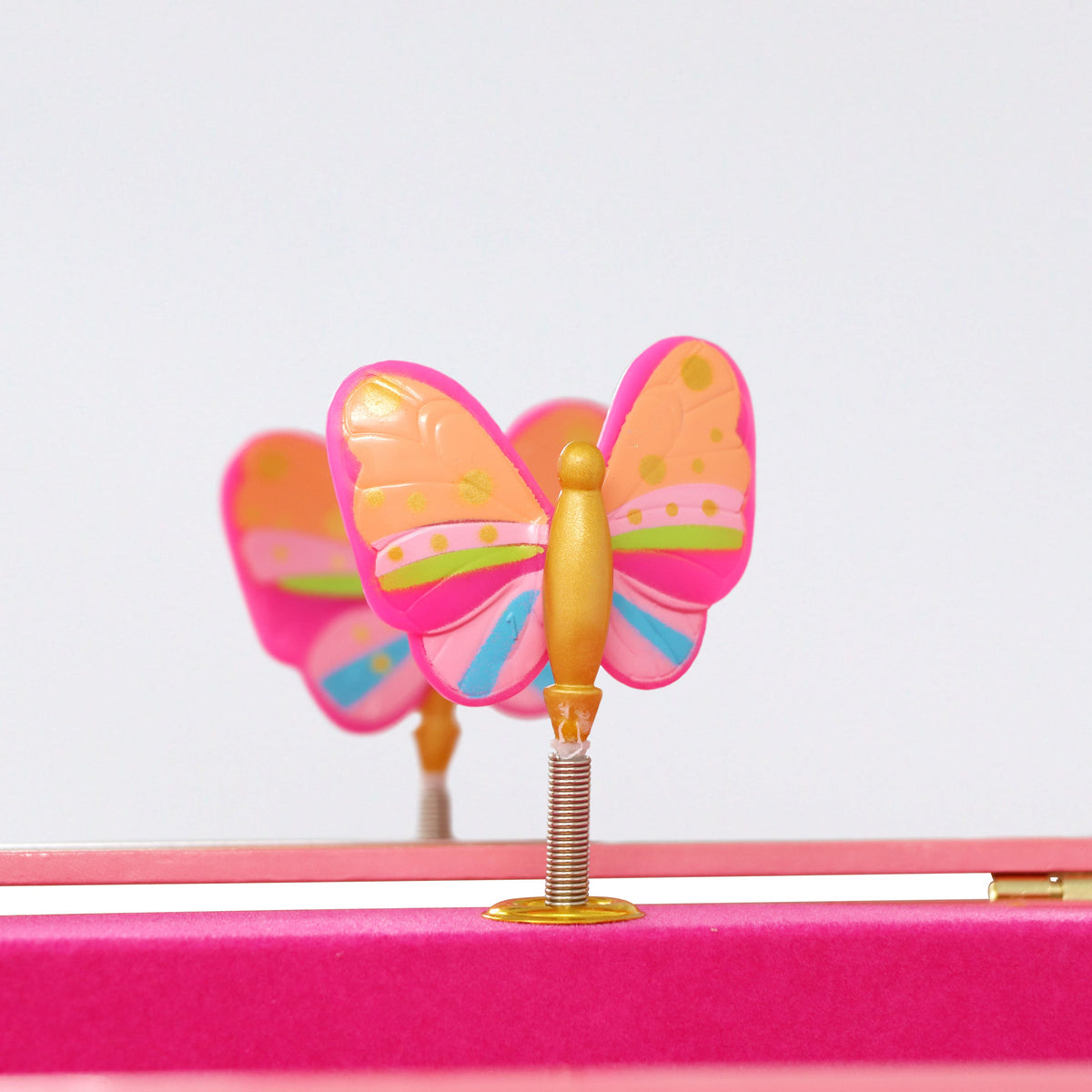Pink Poppy Rainbow Butterfly Large Music Box