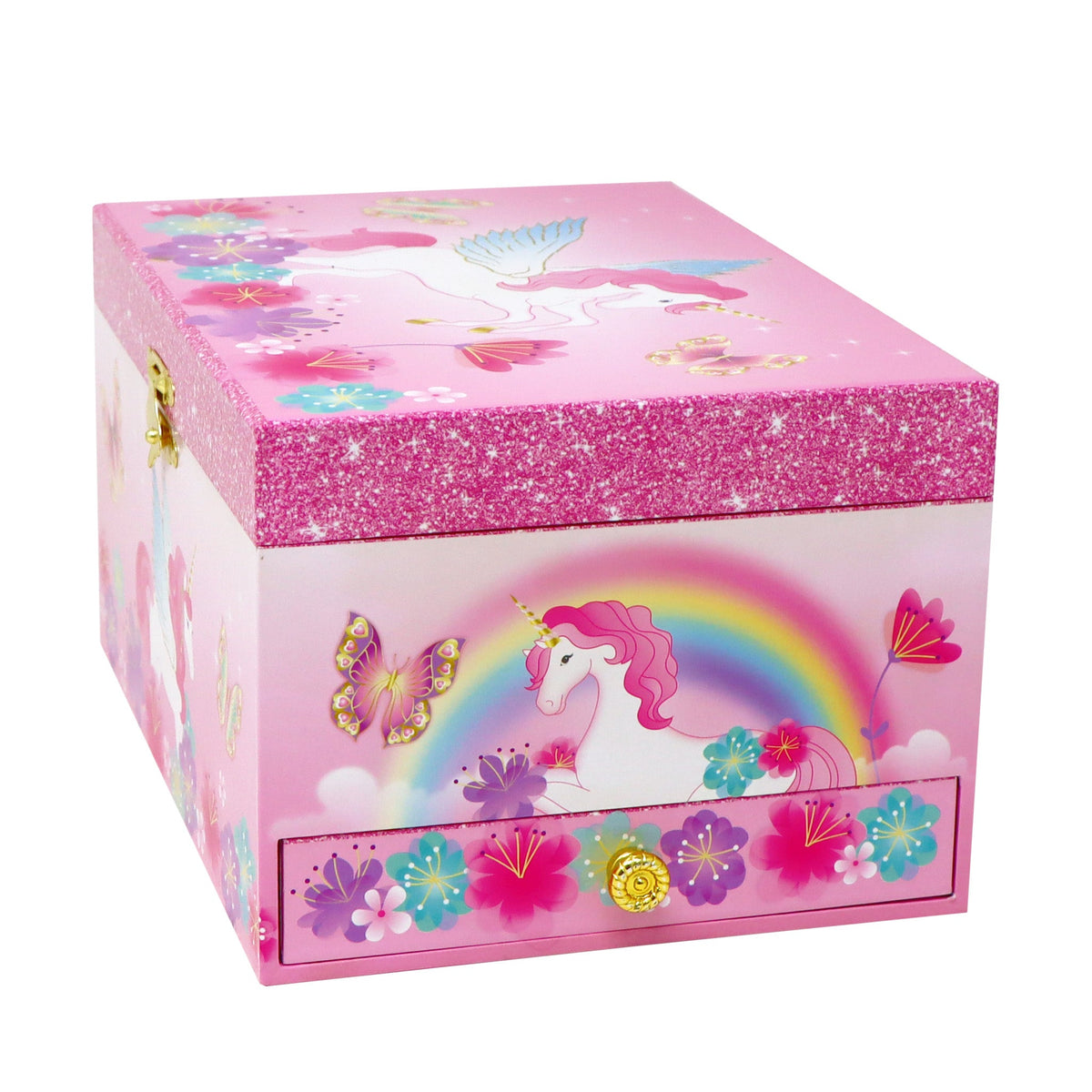Pink Poppy Unicorn Rainbow Luxury Music Box
