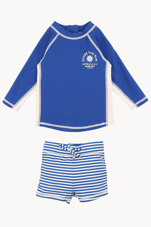 Minihaha Bodhi LS Rashie & Trunk Set - Nautical Blue