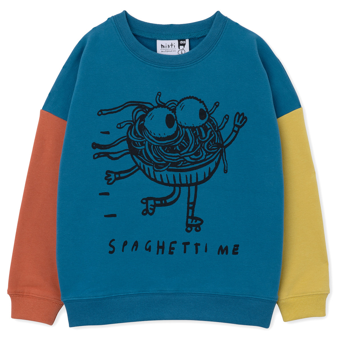 Minti spaghetti me furry crew in teal orange and yellow