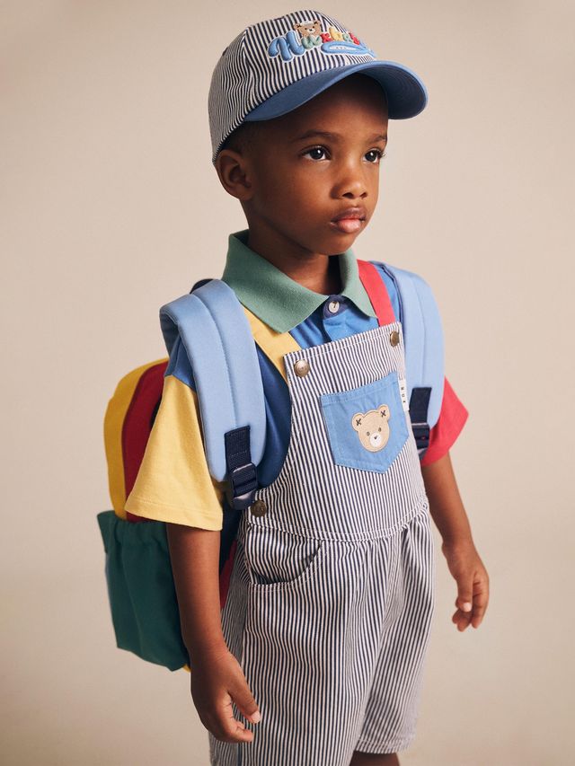 Huxbaby classic stripe short overalls