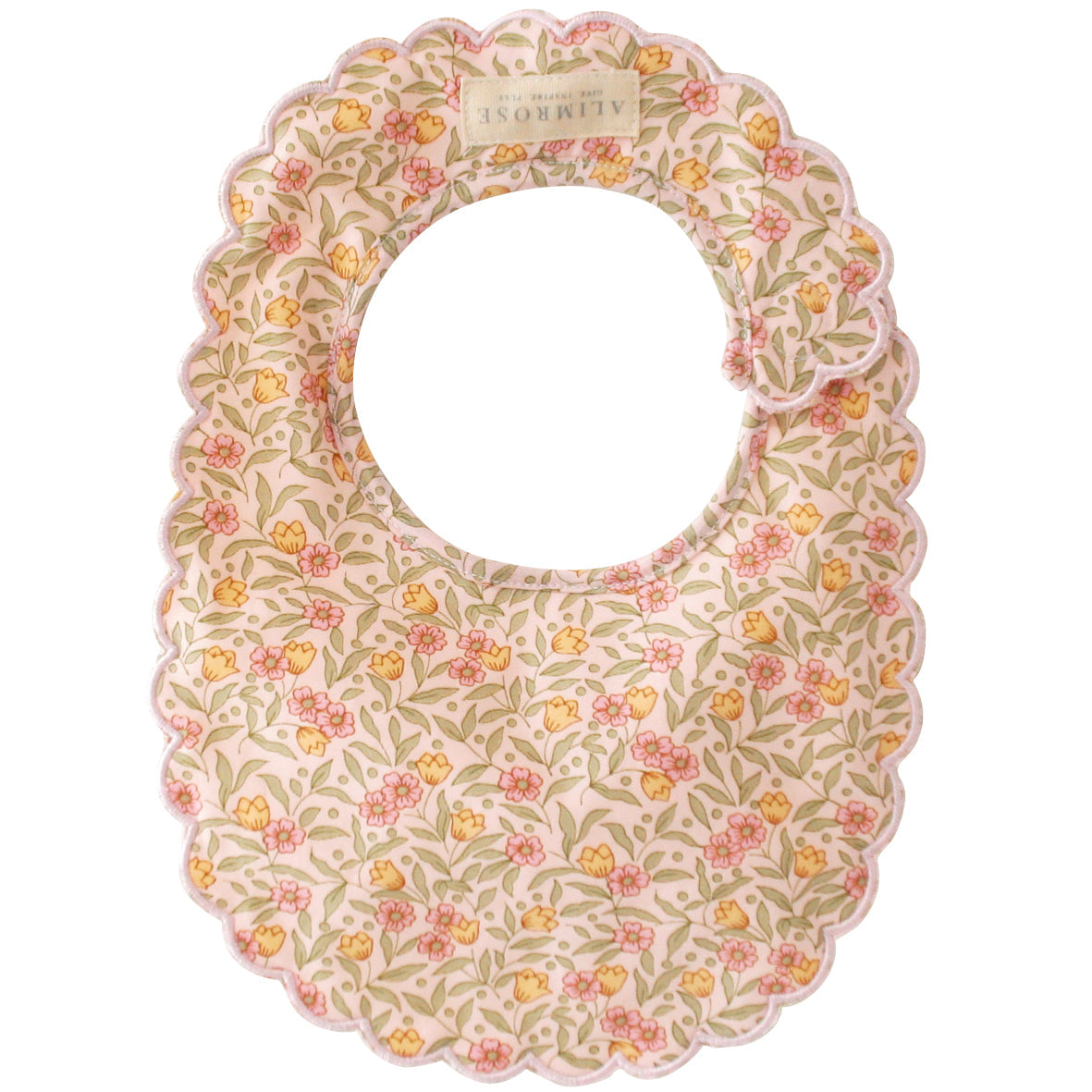 Alimrose Scallop Bib Blossom Lily Pink - scalloped edge detail