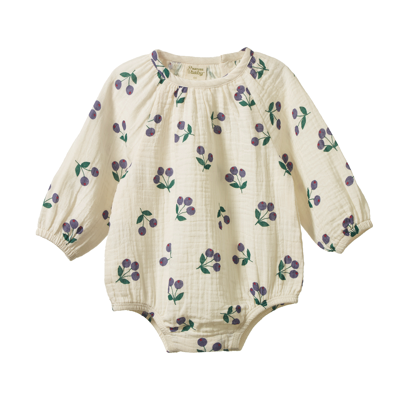 Nature Baby Meadow Bodysuit Muslin in Winter Berry Natural