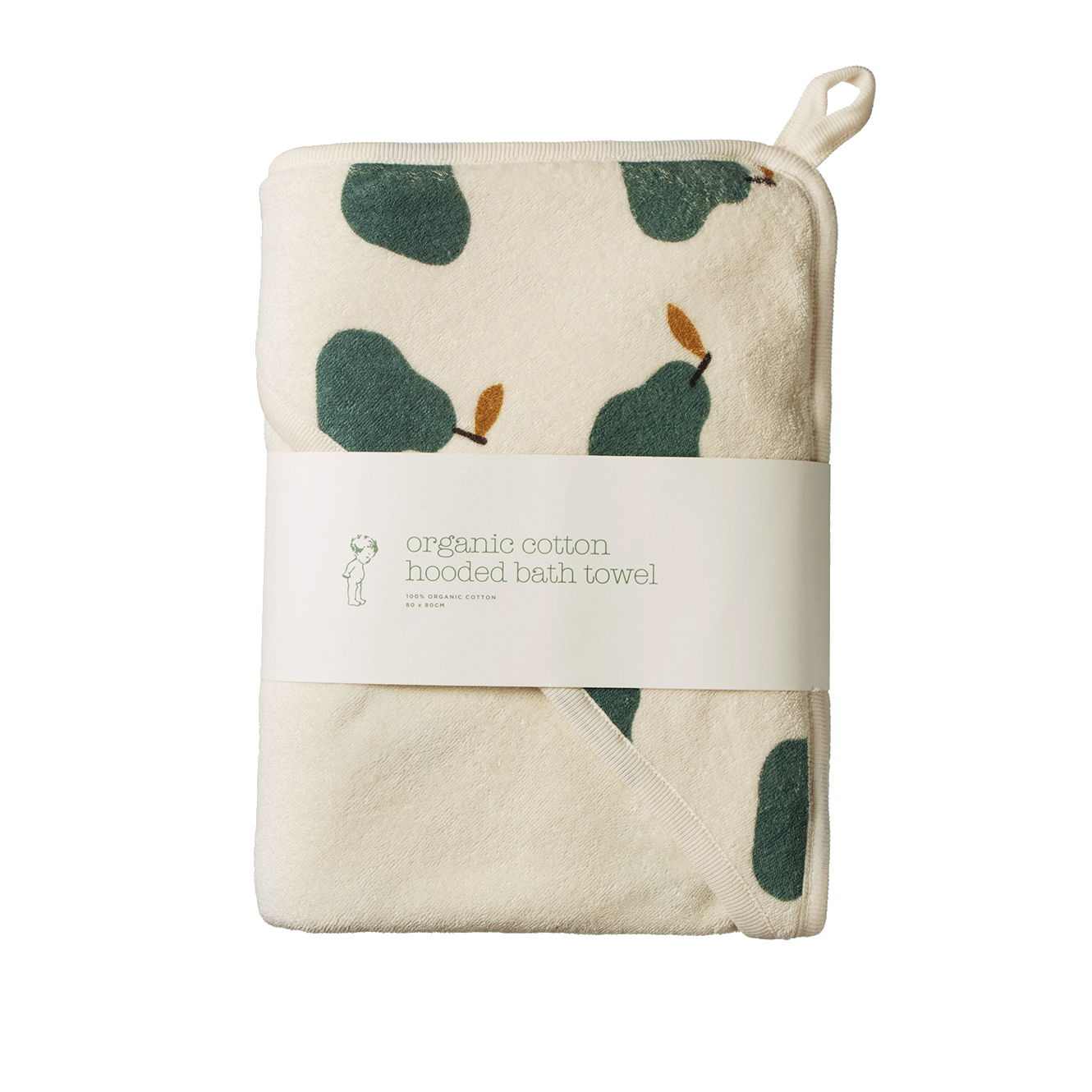 Nature Baby Organic cotton hooded towel in Pear Print