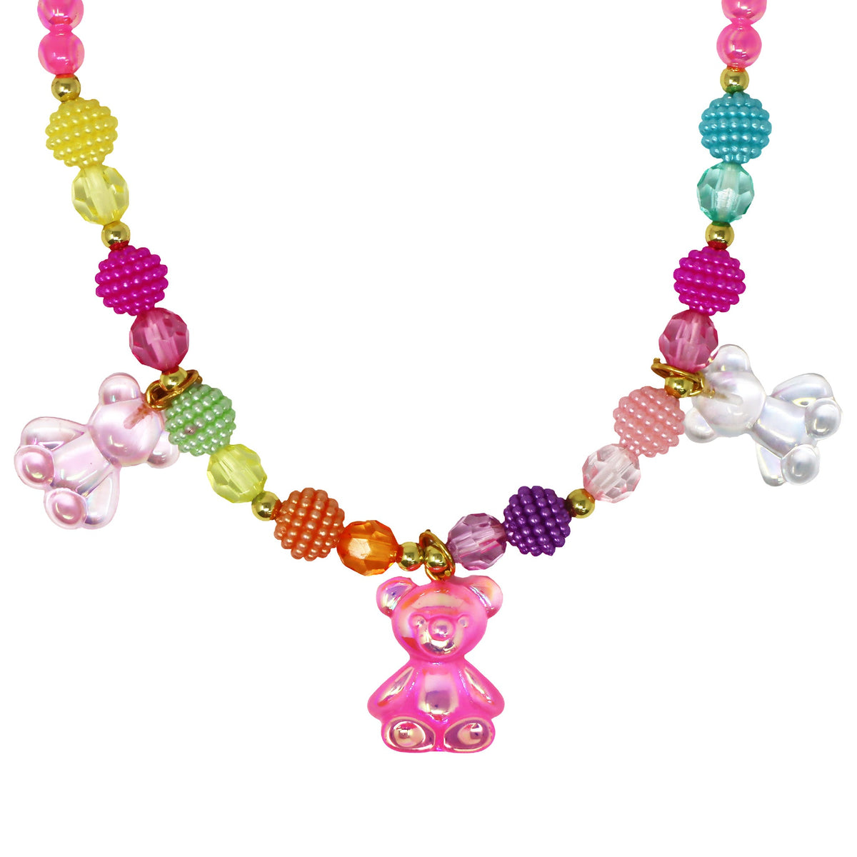 Pink Poppy jelly bear necklace