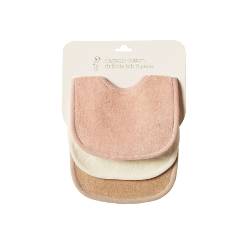 Nature Baby Dribble Bibs 3 Pack - Rose Dust/natural/nougat