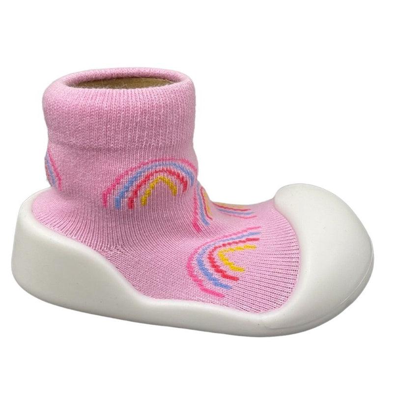 ES Kids Rubber Soled Socks - Rainbow Pink