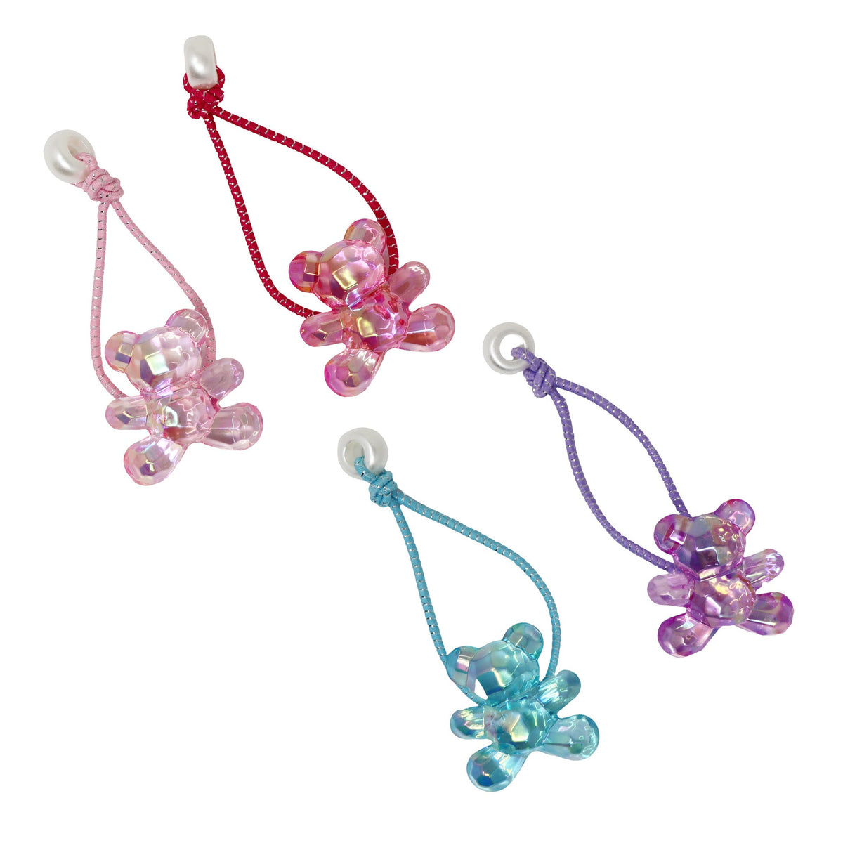 Pink Poppy Teddy Bear Hair Elastics
