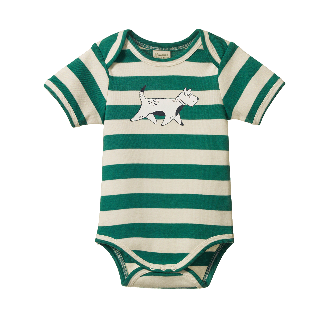 Nature Baby Short Sleeve Bodysuit - Dog Walk Peppermint Print