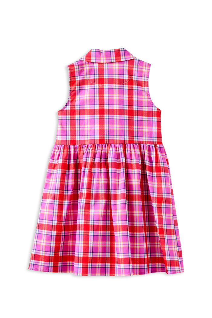 Milky Sunset Plaid Check Dress - back