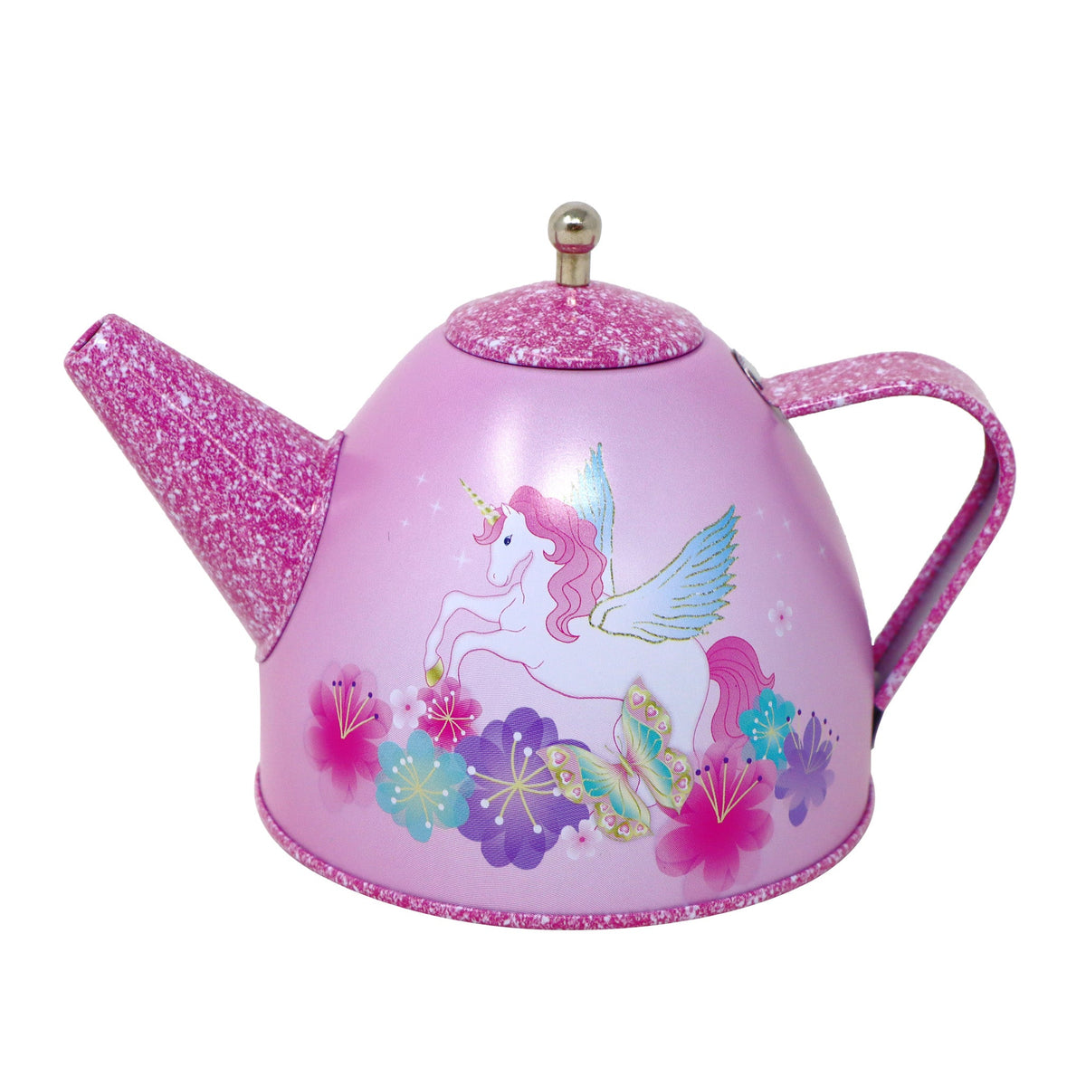 Pink Poppy Unicorn Rainbow 15 pc Tin Tea Set in Carry Case