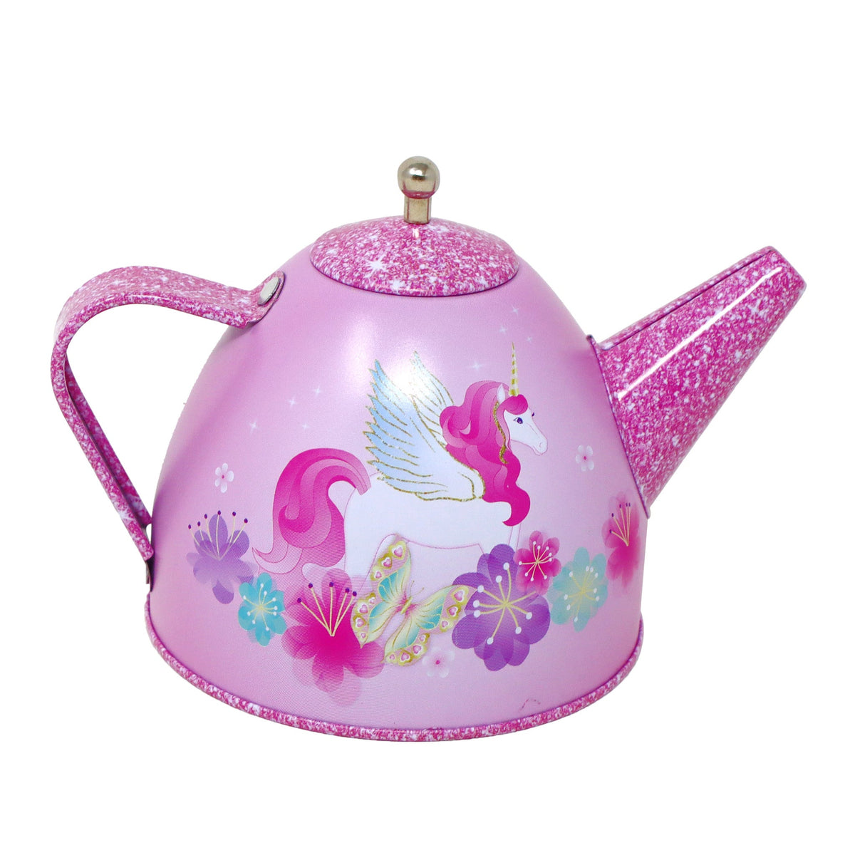 Pink Poppy Unicorn Rainbow 15 pc Tin Tea Set in Carry Case