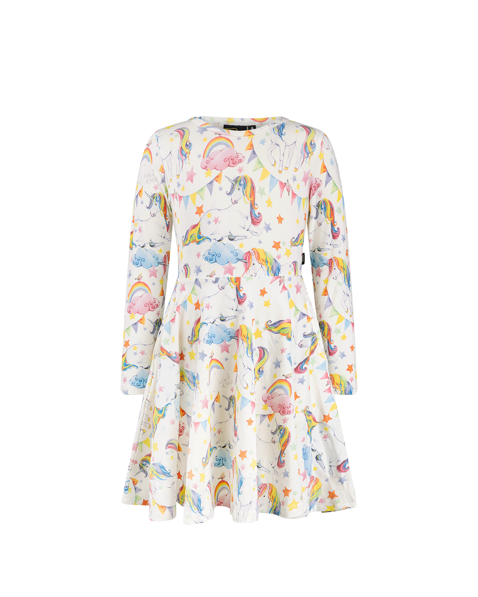 Rock Your Baby unicorn flags long sleeve waisted dress