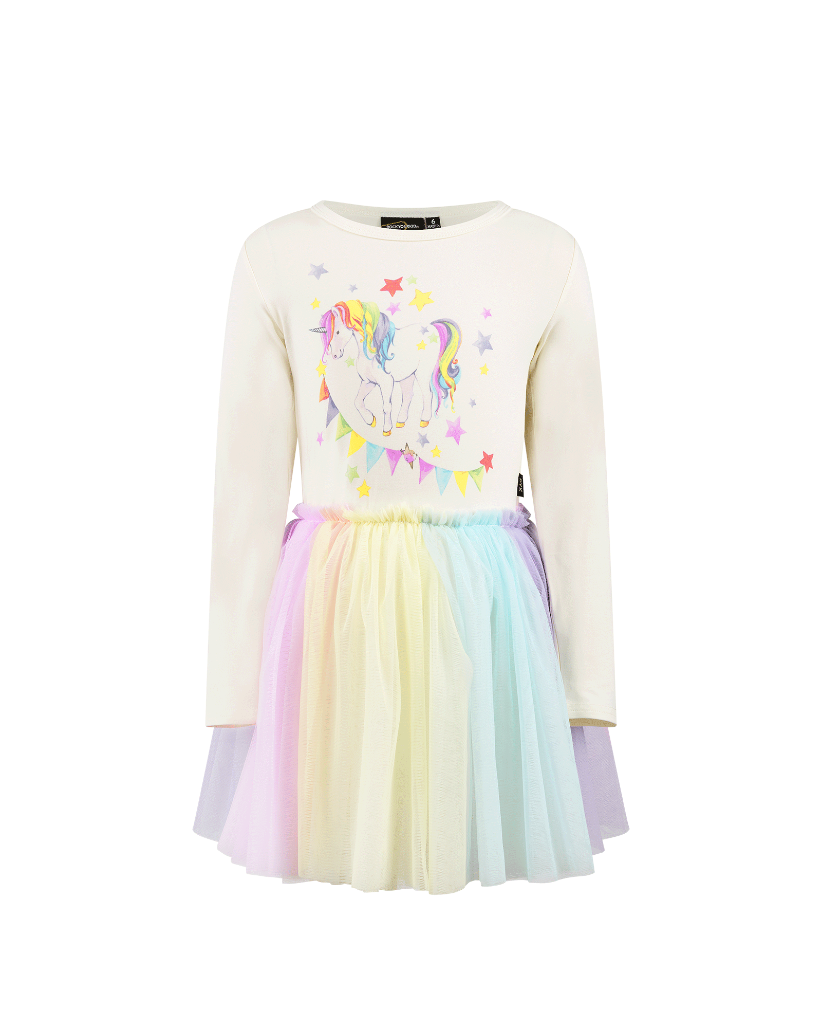 Rock Your Baby unicorn flags long sleeve circus dress