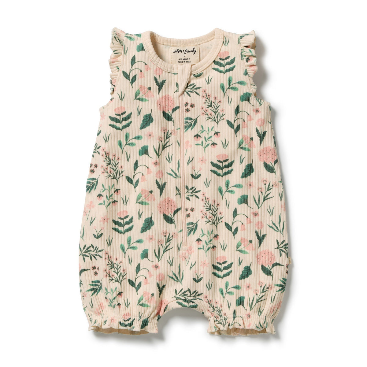 Wilson & Frenchy Sweet Bloom Organic Ruffle Zipsuit