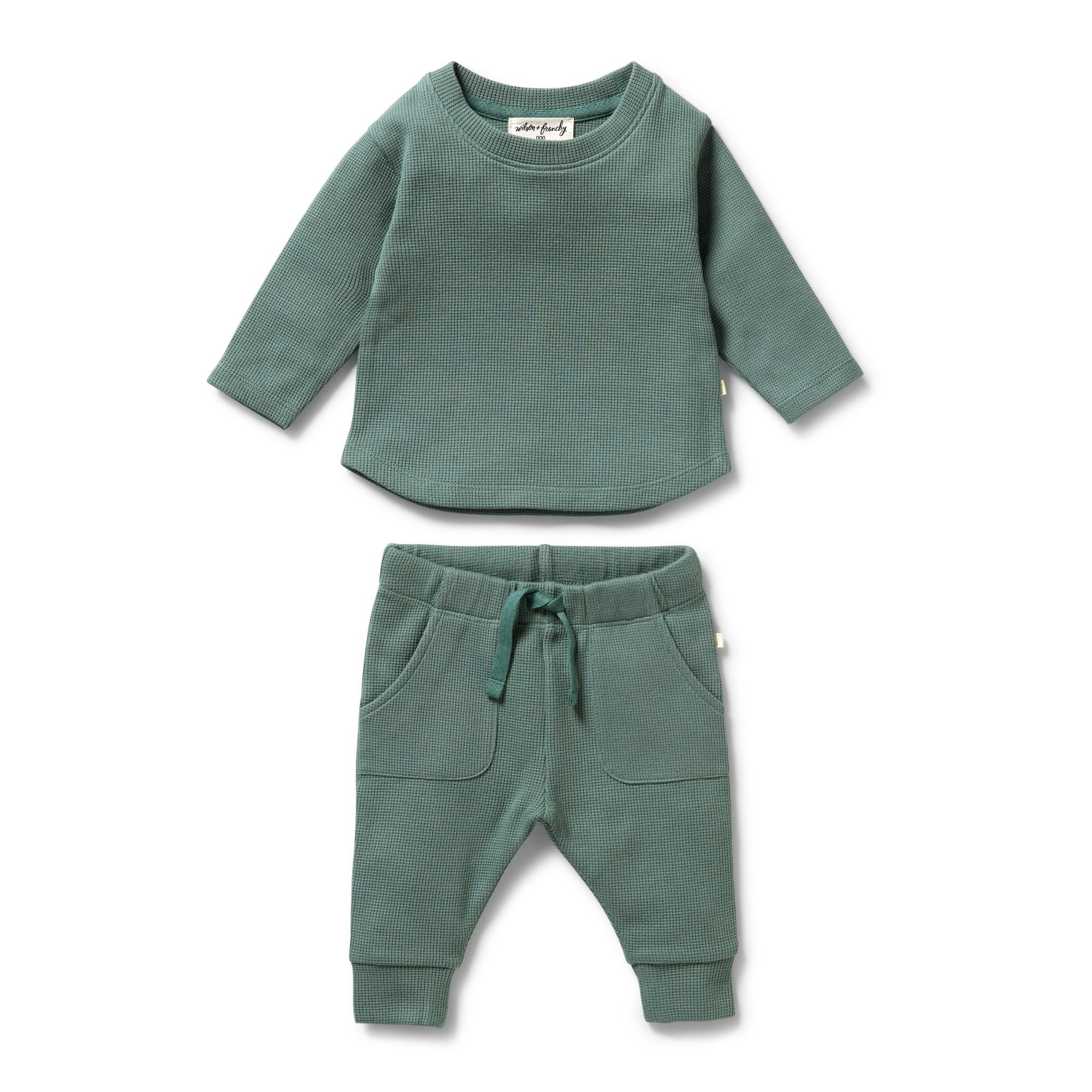 Wilson & Frenchy Organic Cotton Waffle Set in Pine Green