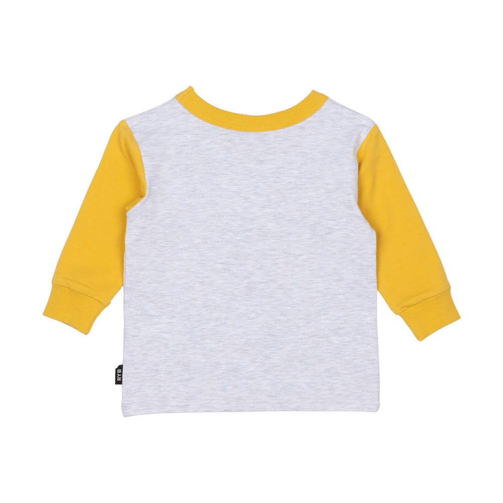 Rock Your Baby electric lion Baby LS Tee in grey marle/mustard
