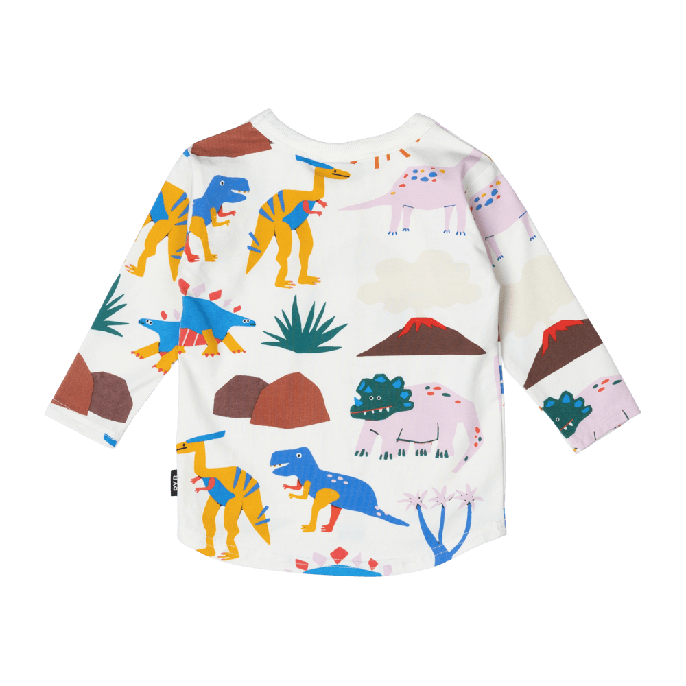 Rock Your Baby Dino Sun Baby LS Tee in Cream