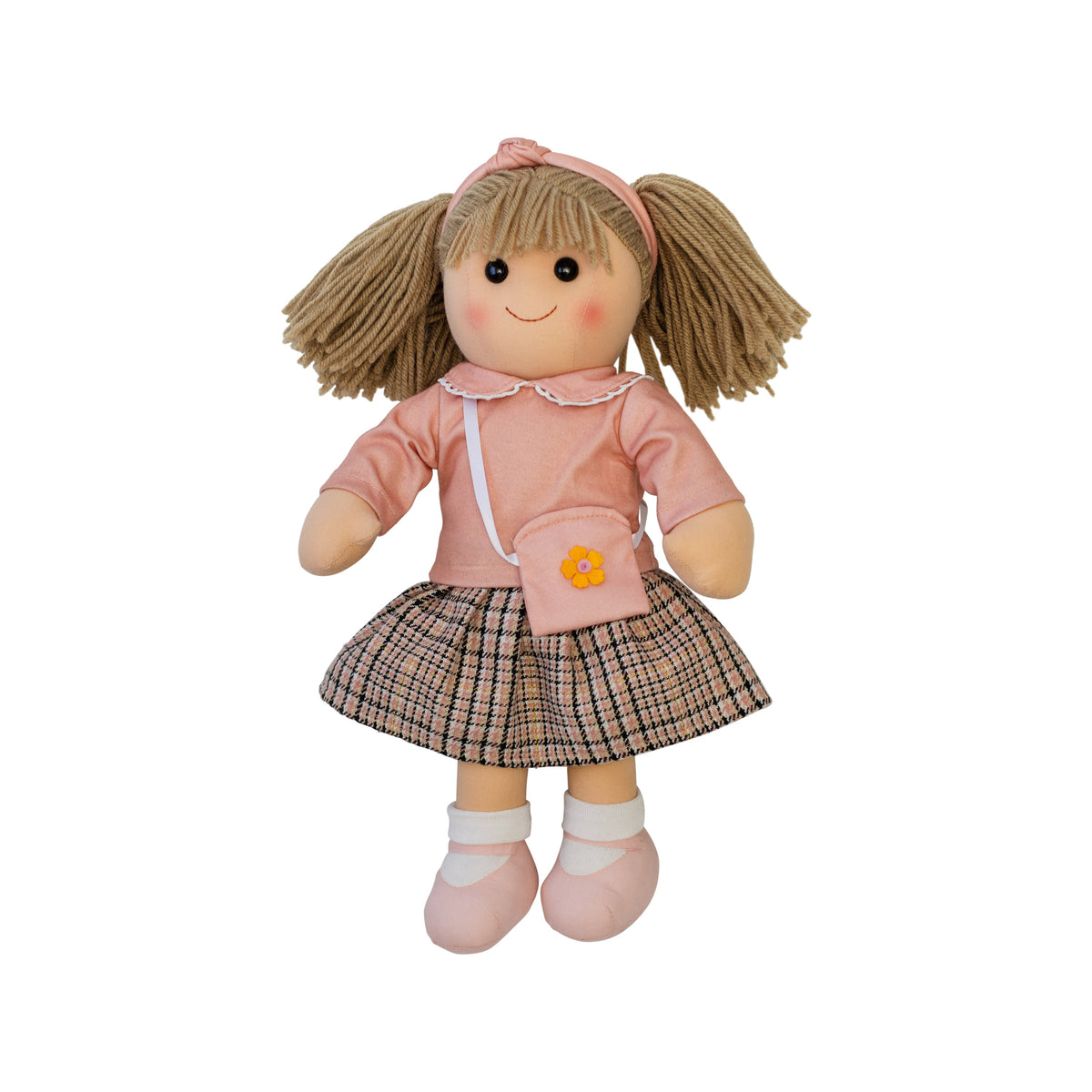 Hopscotch Claudette Doll - Peach Check Outfit with Handbag