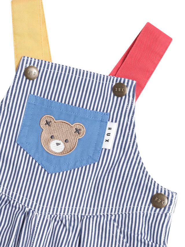 Huxbaby classic stripe short overalls
