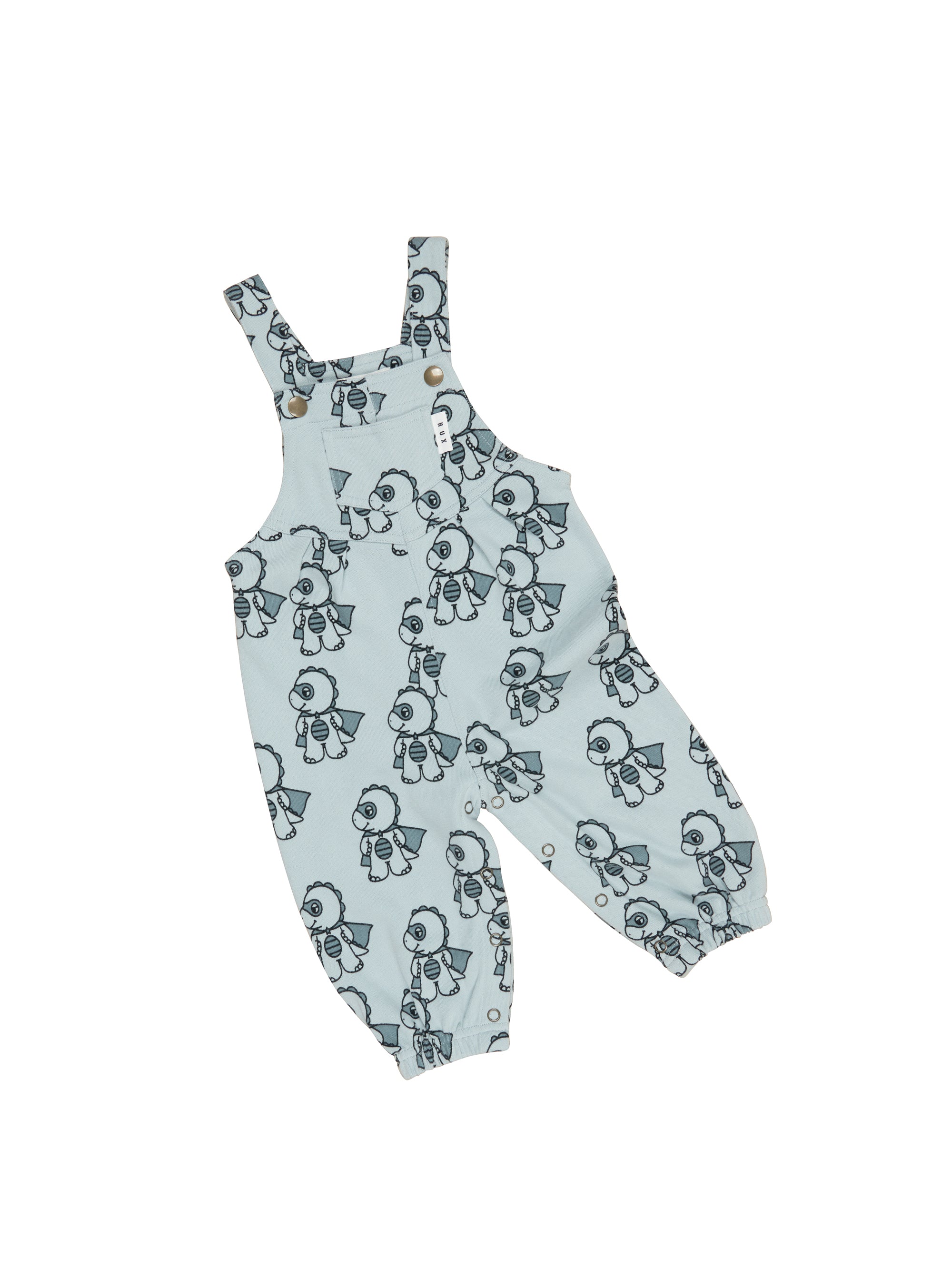 Huxbaby Dino Hero Terry Overalls Slate in Multi