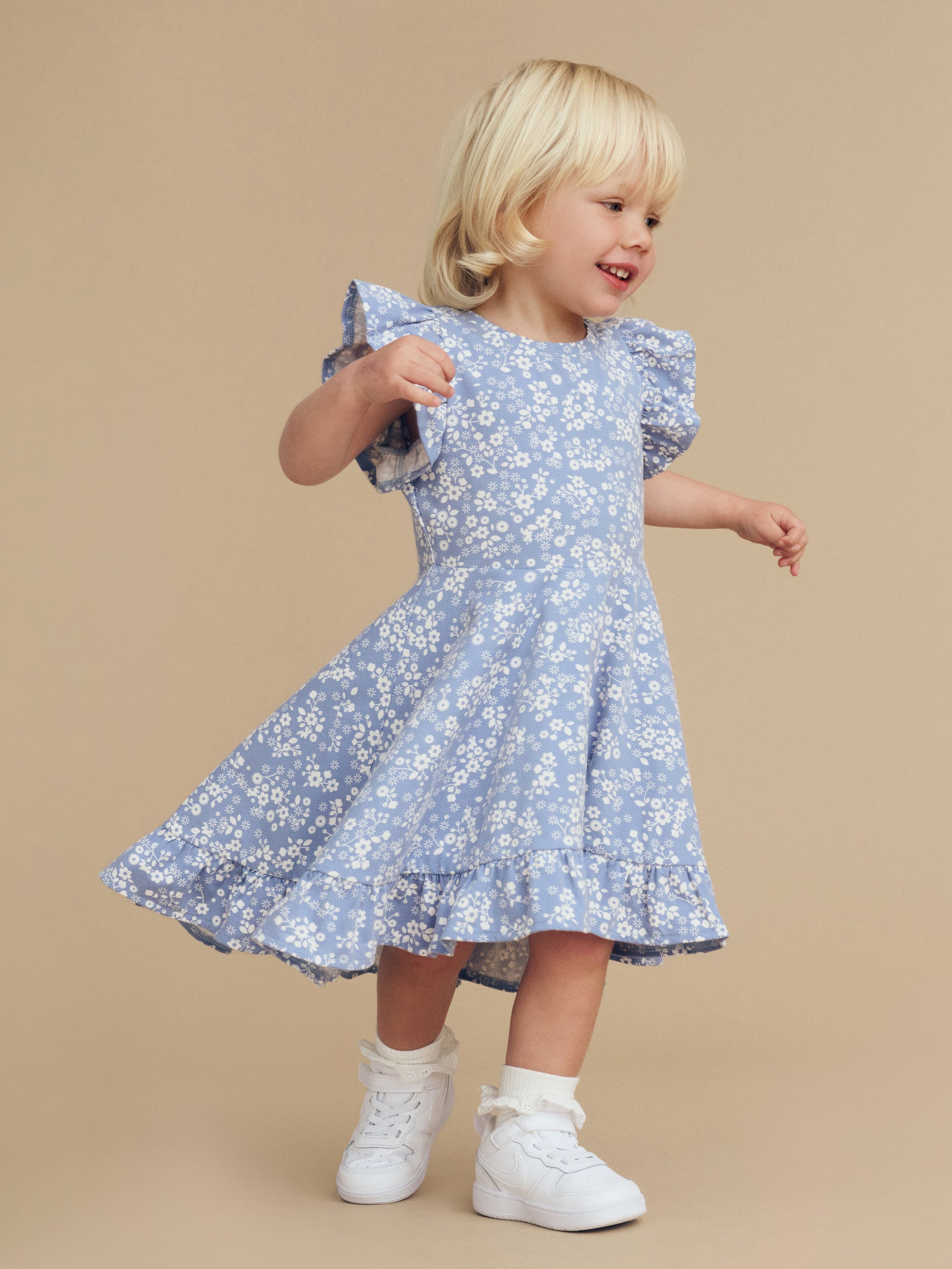 Huxbaby Floral Lake Swing Dress Lake in Blue