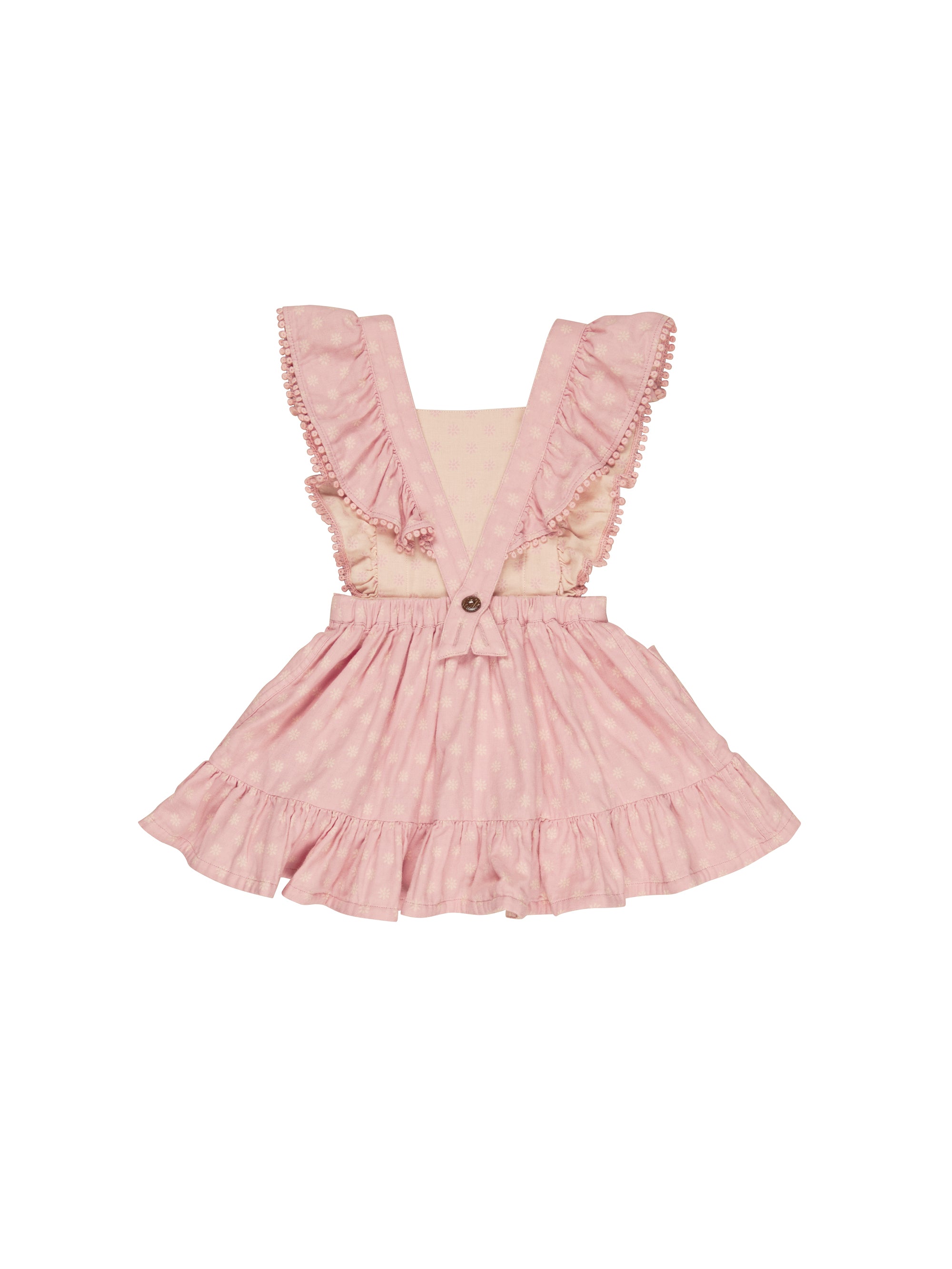 Huxbaby Daisy Reversible Bib Dress Dusty Rose and Sunkiss in Multi